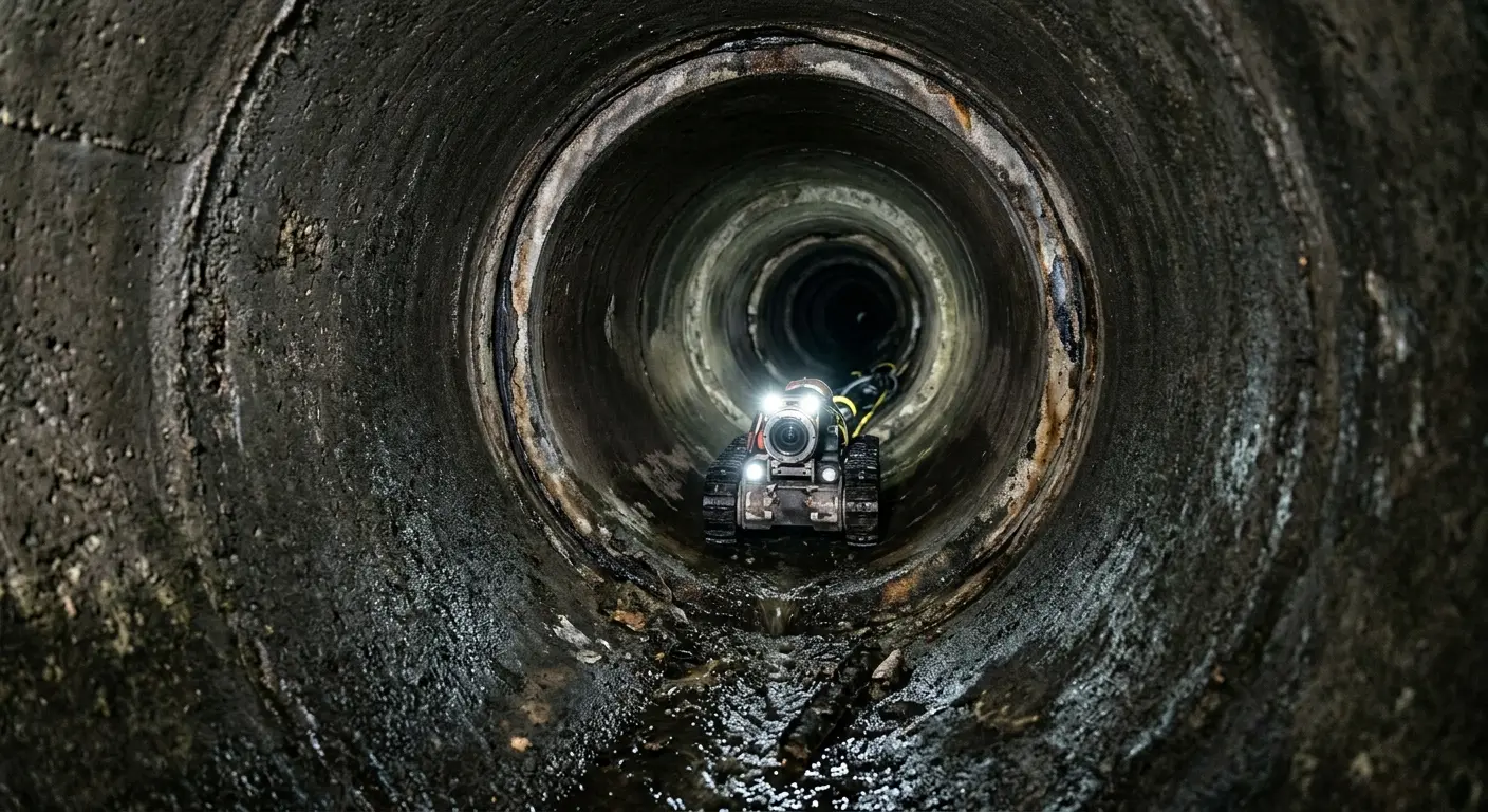 Robotic sewer camera inspecting pipe interior for Sewer Line Repair in Three Rivers